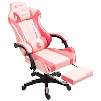 Silla Gamer Ergonómica Dreizt Shine Series Rosado Caramelo Con Posapies Reclinable